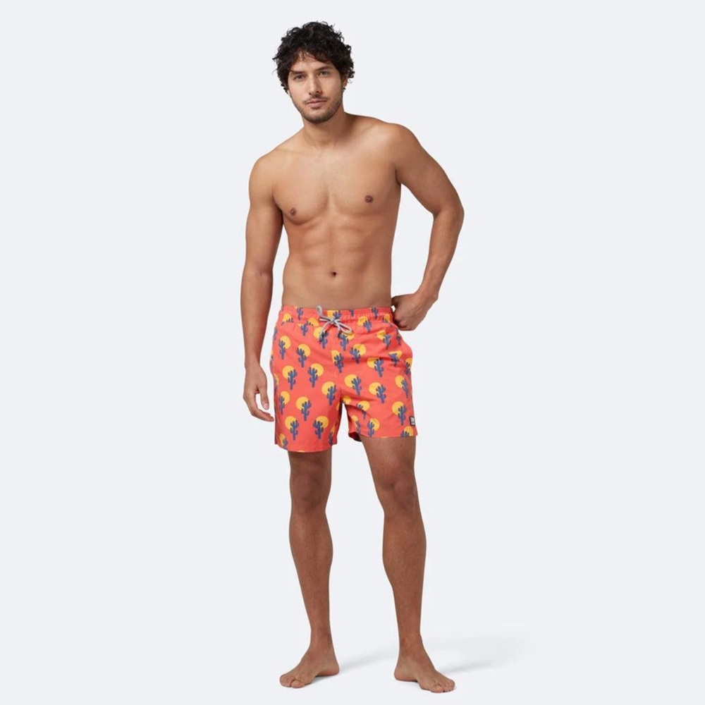 TOM & TEDDY  Swim Trunks Cactus 🌵 Red Deep Rose Size S